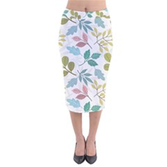 Leaf Seamless Pattern  Velvet Midi Pencil Skirt by Safari