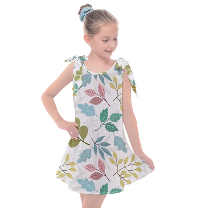 Leaf seamless pattern  Kids  Tie Up Tunic Dress