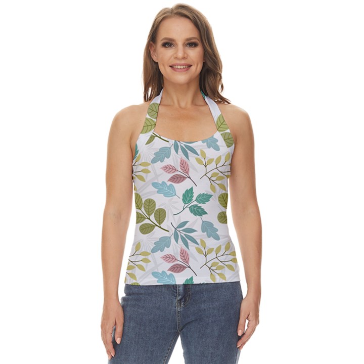 Leaf seamless pattern  Basic Halter Top