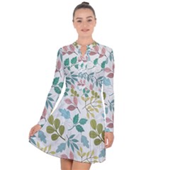 Leaf Seamless Pattern  Long Sleeve Panel Dress by Safari