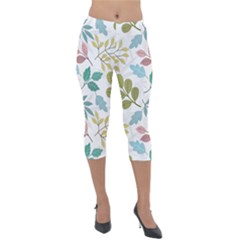 Leaf Seamless Pattern  Lightweight Velour Capri Leggings  by Safari