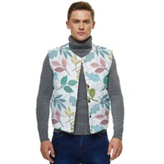 Leaf Seamless Pattern  Men s Button Up Puffer Vest	