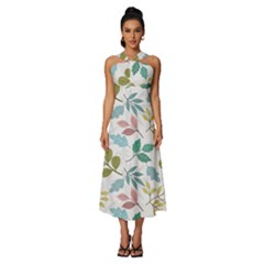 Leaf Seamless Pattern  Sleeveless Cross Front Cocktail Midi Chiffon Dress by Safari