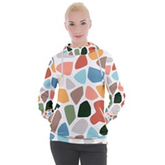 Shapes Seamless Pattern Women s Hooded Pullover