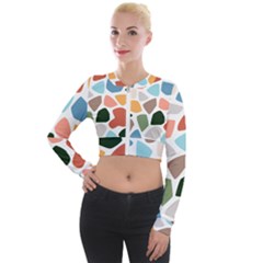 Shapes Seamless Pattern Long Sleeve Cropped Velvet Jacket by Safari