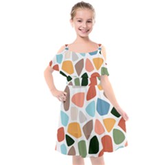 Shapes Seamless Pattern Kids  Cut Out Shoulders Chiffon Dress by Safari