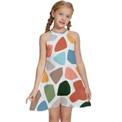 Shapes Seamless Pattern Kids  Halter Collar Waist Tie Chiffon Dress by Safari