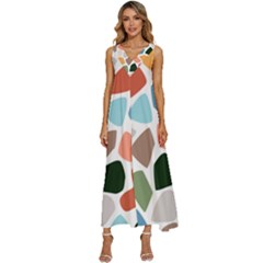 Shapes Seamless Pattern V-neck Sleeveless Wide Leg Pants Overalls by Safari