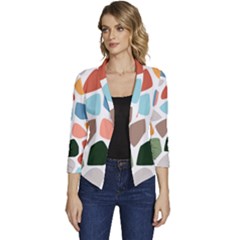 Shapes Seamless Pattern Women s Casual 3/4 Sleeve Spring Jacket by Safari