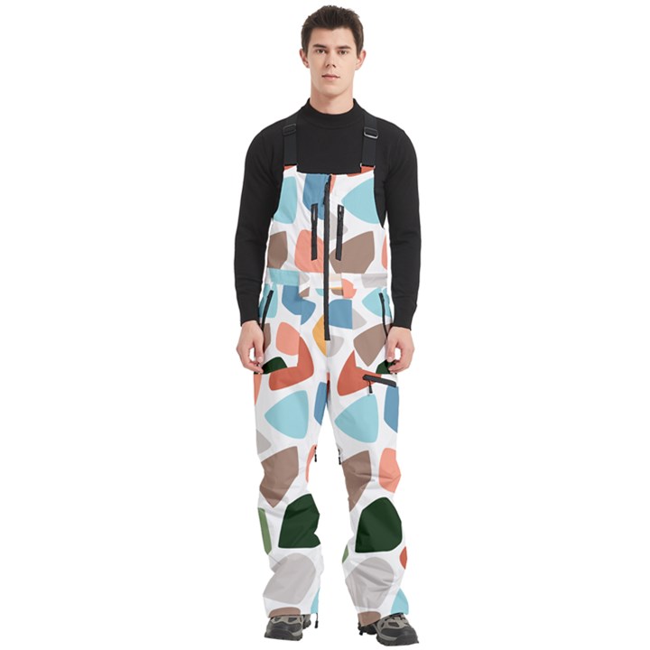 Shapes Seamless Pattern Men s Front Zip Ski And Snowboard Bib Pants