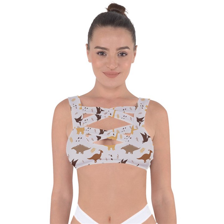 Seamless Dino Pattern Bandaged Up Bikini Top