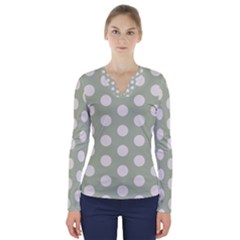 Polk Dots Seamless Pattern V-neck Long Sleeve Top by Safari