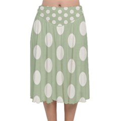 Polk Dots Seamless Pattern Velvet Flared Midi Skirt