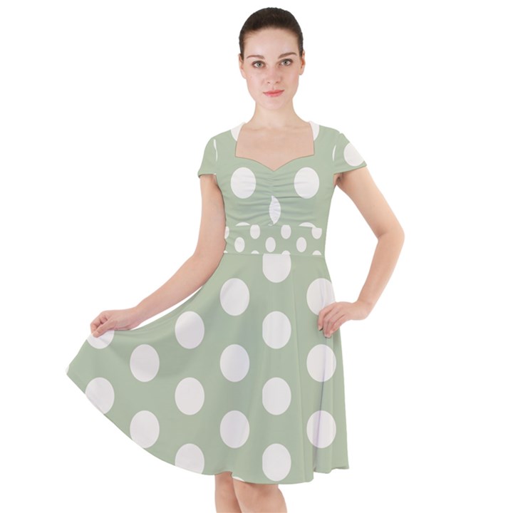 Polk Dots Seamless Pattern Cap Sleeve Midi Dress