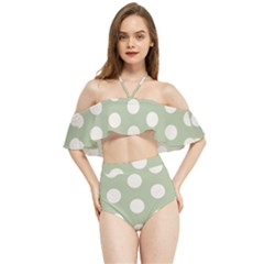 Polk Dots Seamless Pattern Halter Flowy Bikini Set  by Safari