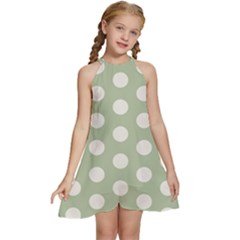 Polk Dots Seamless Pattern Kids  Halter Collar Waist Tie Chiffon Dress by Safari