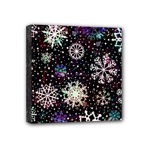 Shiny Winter Snowflake Abstract Christmas Cold Crystal December Mini Canvas 4  X 4  (stretched) by Bedest