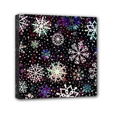 Shiny Winter Snowflake Abstract Christmas Cold Crystal December Mini Canvas 6  X 6  (stretched) by Bedest