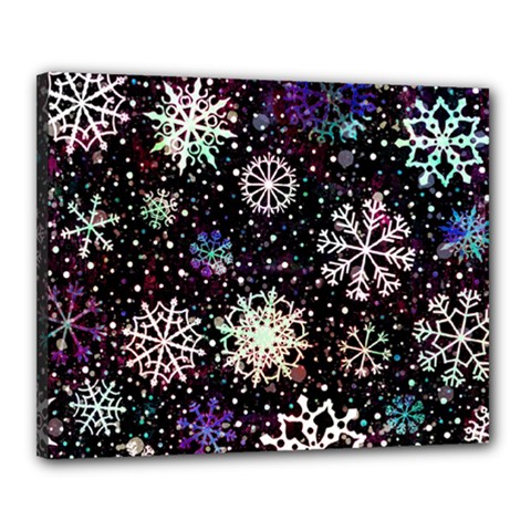 Shiny Winter Snowflake Abstract Christmas Cold Crystal December Canvas 20  X 16  (stretched) by Bedest