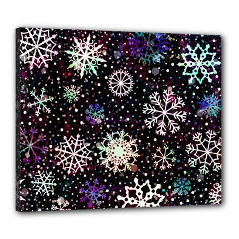 Shiny Winter Snowflake Abstract Christmas Cold Crystal December Canvas 24  X 20  (stretched) by Bedest