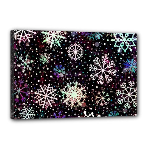 Shiny Winter Snowflake Abstract Christmas Cold Crystal December Canvas 18  X 12  (stretched) by Bedest