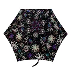 Shiny Winter Snowflake Abstract Christmas Cold Crystal December Mini Folding Umbrellas by Bedest