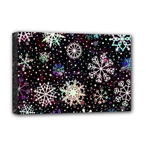 Shiny Winter Snowflake Abstract Christmas Cold Crystal December Deluxe Canvas 18  X 12  (stretched) by Bedest