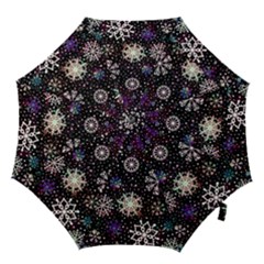 Shiny Winter Snowflake Abstract Christmas Cold Crystal December Hook Handle Umbrellas (small) by Bedest