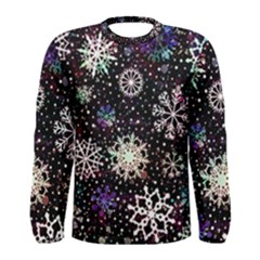 Shiny Winter Snowflake Abstract Christmas Cold Crystal December Men s Long Sleeve T-shirt