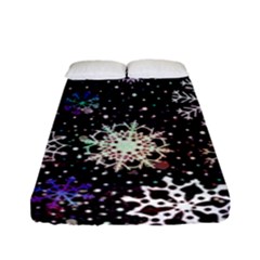 Shiny Winter Snowflake Abstract Christmas Cold Crystal December Fitted Sheet (full/ Double Size) by Bedest