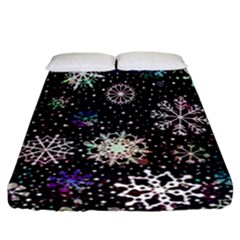 Shiny Winter Snowflake Abstract Christmas Cold Crystal December Fitted Sheet (california King Size) by Bedest