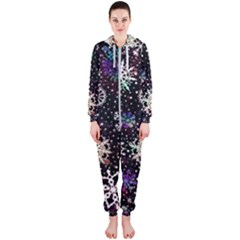 Shiny Winter Snowflake Abstract Christmas Cold Crystal December Hooded Jumpsuit (ladies)