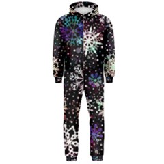 Shiny Winter Snowflake Abstract Christmas Cold Crystal December Hooded Jumpsuit (men)