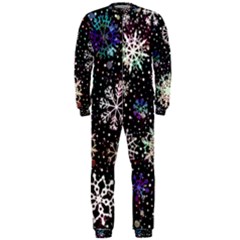 Shiny Winter Snowflake Abstract Christmas Cold Crystal December Onepiece Jumpsuit (men)