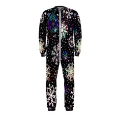 Shiny Winter Snowflake Abstract Christmas Cold Crystal December Onepiece Jumpsuit (kids)