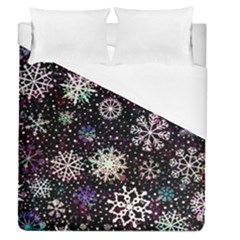 Shiny Winter Snowflake Abstract Christmas Cold Crystal December Duvet Cover (queen Size) by Bedest