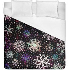 Shiny Winter Snowflake Abstract Christmas Cold Crystal December Duvet Cover (king Size) by Bedest