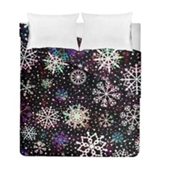 Shiny Winter Snowflake Abstract Christmas Cold Crystal December Duvet Cover Double Side (full/ Double Size) by Bedest