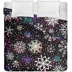 Shiny Winter Snowflake Abstract Christmas Cold Crystal December Duvet Cover Double Side (king Size) by Bedest