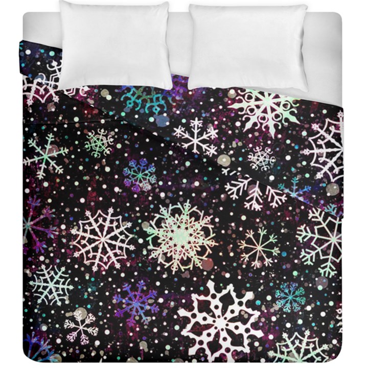 Shiny Winter Snowflake Abstract Christmas Cold Crystal December Duvet Cover Double Side (King Size)