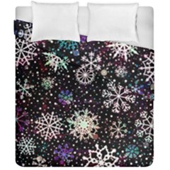 Shiny Winter Snowflake Abstract Christmas Cold Crystal December Duvet Cover Double Side (california King Size) by Bedest