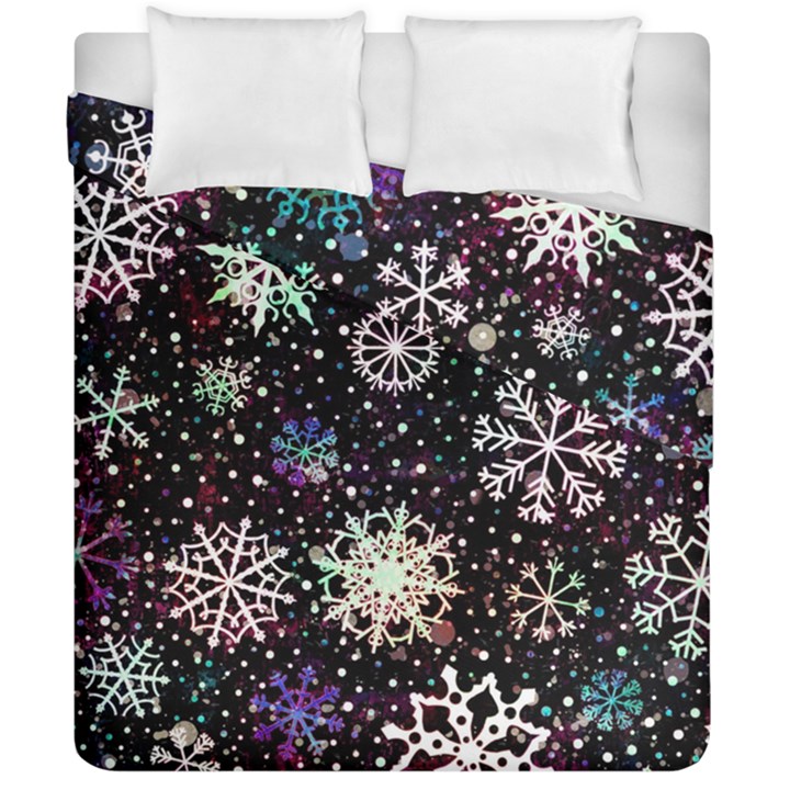 Shiny Winter Snowflake Abstract Christmas Cold Crystal December Duvet Cover Double Side (California King Size)