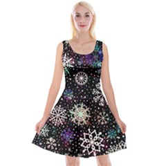 Shiny Winter Snowflake Abstract Christmas Cold Crystal December Reversible Velvet Sleeveless Dress