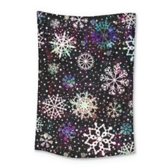 Shiny Winter Snowflake Abstract Christmas Cold Crystal December Small Tapestry