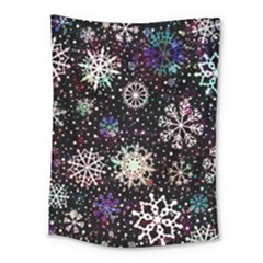 Shiny Winter Snowflake Abstract Christmas Cold Crystal December Medium Tapestry