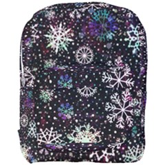 Shiny Winter Snowflake Abstract Christmas Cold Crystal December Full Print Backpack by Bedest