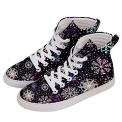 Shiny Winter Snowflake Abstract Christmas Cold Crystal December Women s Hi-top Skate Sneakers by Bedest