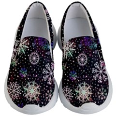 Shiny Winter Snowflake Abstract Christmas Cold Crystal December Kids Lightweight Slip Ons by Bedest