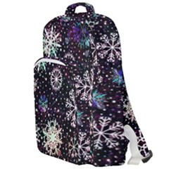 Shiny Winter Snowflake Abstract Christmas Cold Crystal December Double Compartment Backpack by Bedest