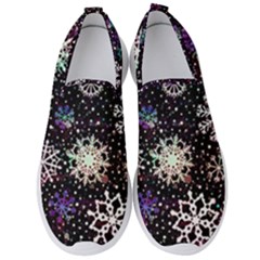 Shiny Winter Snowflake Abstract Christmas Cold Crystal December Men s Slip On Sneakers by Bedest